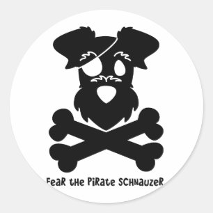 Pegatina Redonda Temer al pirata Schnauzer