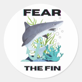 Pegatina Redonda temer al tiburón aleta