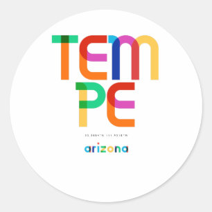 Pegatina Redonda Tempe Arizona Mediados de Siglo, Arte Pop,