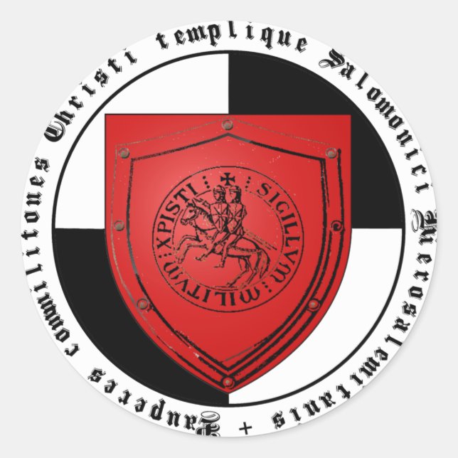 Pegatina Redonda Templario gráfico de logo (Anverso)