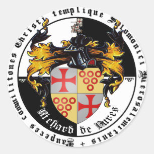 Pegatina Redonda Templario maestro de grande Richard de Bures
