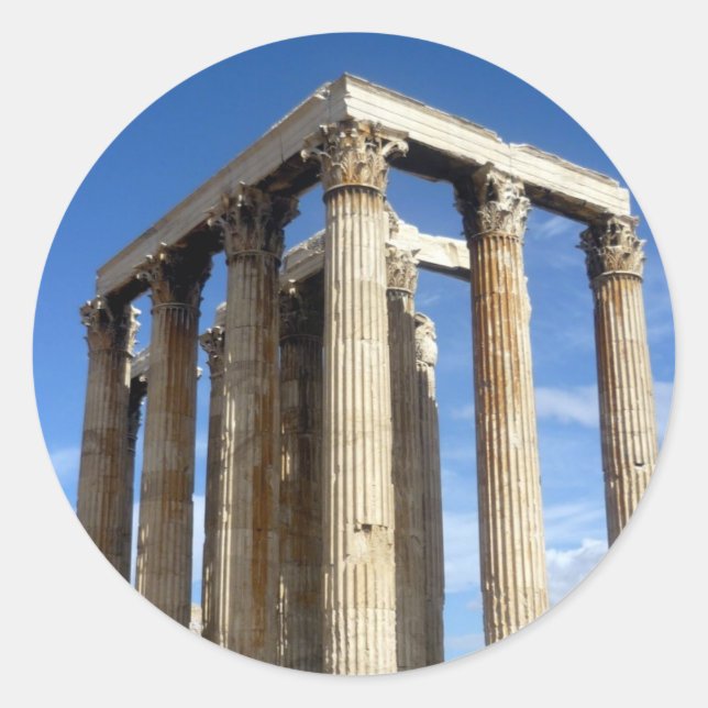 Pegatina Redonda temple zeus (Anverso)
