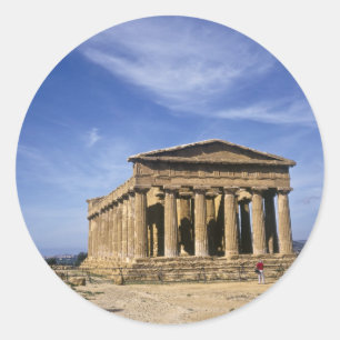 Pegatina Redonda Templo de Concordia en Agrigento, Italia