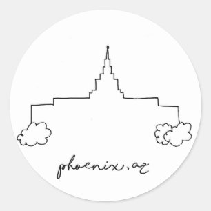 Pegatina Redonda templo de phoenix arizona boceto simple moderno