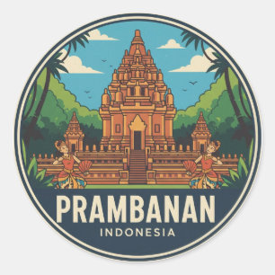 Pegatina Redonda Templo de Prambanan Indonesia UNESCO