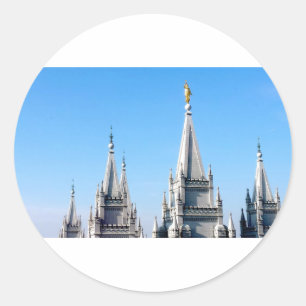 Pegatina Redonda templo de salt lake city lds angel moroni