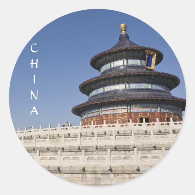 Pegatina Redonda Templo del Cielo en Beijing (Anverso)