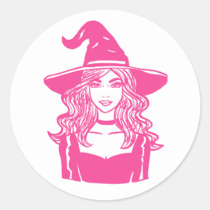 Pegatina Redonda Temporada clásica de fantasía Bruja Halloween