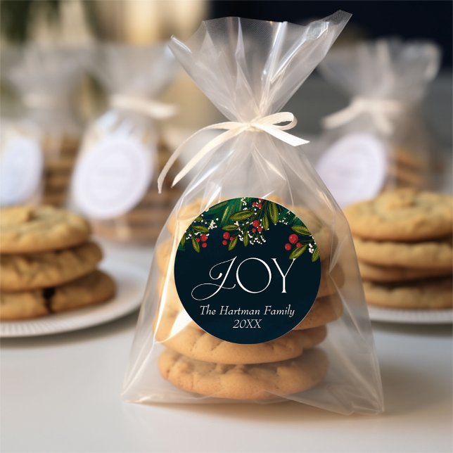 Pegatina Redonda Temporada de Alegría Navidad Personalizada (Subido por el creador)