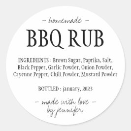 Pegatina Redonda Temporada de Barbacoa Rub BBQ