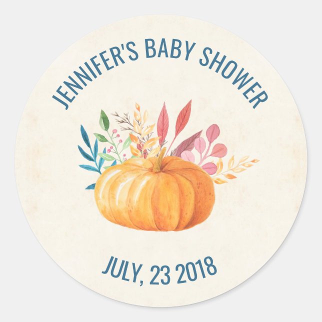Pegatina Redonda Temporada de caída de calabaza acuática naranja ST (Anverso)