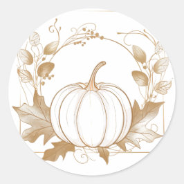 Pegatina Redonda Temporada de calabaza: otoño