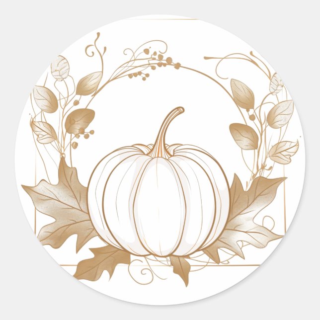 Pegatina Redonda Temporada de calabaza: otoño (Anverso)