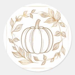 Pegatina Redonda Temporada de calabaza: otoño