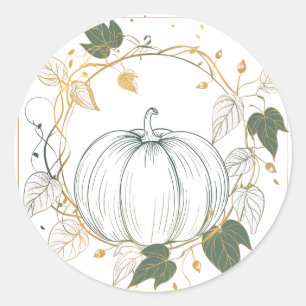 Pegatina Redonda Temporada de calabaza: otoño