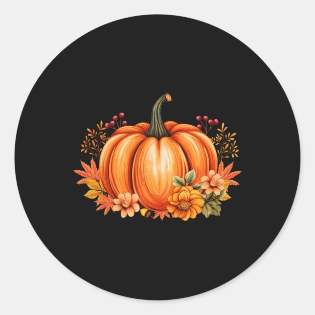 Pegatina Redonda Temporada de calabaza otoño Retro Halloween Otoño  (Anverso)