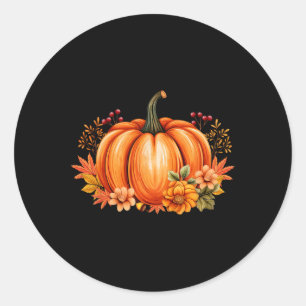 Pegatina Redonda Temporada de calabaza otoño Retro Halloween Otoño