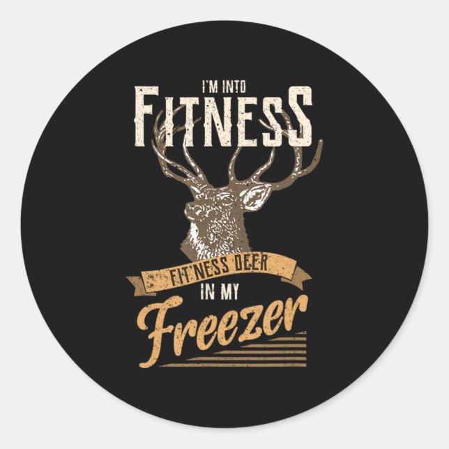 Pegatina Redonda Temporada de caza de ciervos Whitetail Buck Fun De (Anverso)