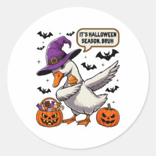 Pegatina Redonda Temporada de Halloween Bruh Funny Goose Costume Sp