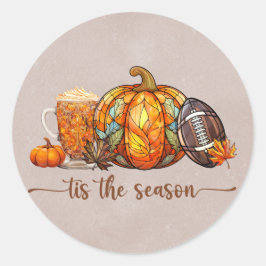 Pegatina Redonda Temporada de otoño de Halloween Brown