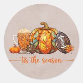Pegatina Redonda Temporada de otoño de Halloween Naranja