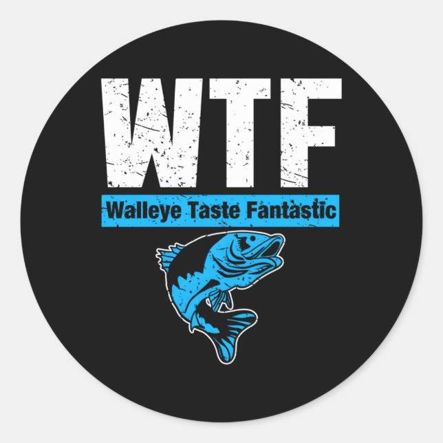 Pegatina Redonda Temporada de pesca de Walleye (Anverso)