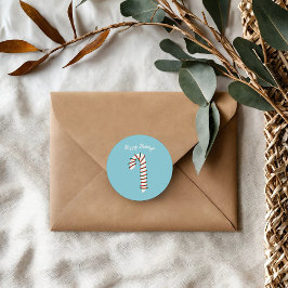 Pegatina Redonda Temporada de vacaciones Artista Candy Cane Saludo