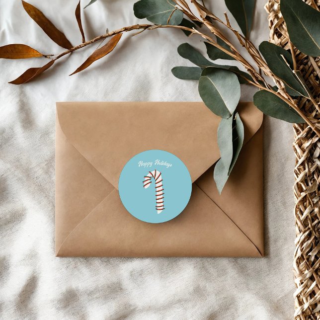 Pegatina Redonda Temporada de vacaciones Artista Candy Cane Saludo (Subido por el creador)