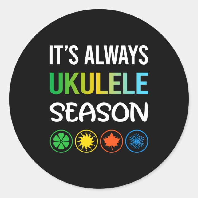 Pegatina Redonda Temporada Divertida Ukulele  (Anverso)