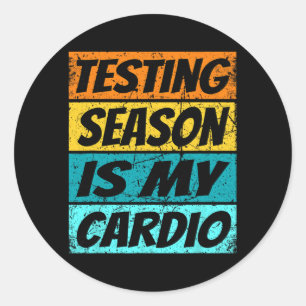 Pegatina Redonda Temporada Es Mi Día De Prueba De Camisas Cardio Pa