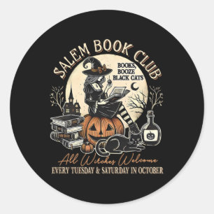 Pegatina Redonda Temporada espeluznante del Salem Book Club Witch C