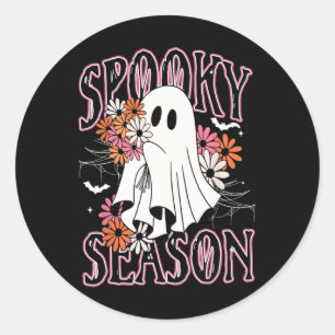 Pegatina Redonda Temporada espeluznante Fantasma Halloween Disstume