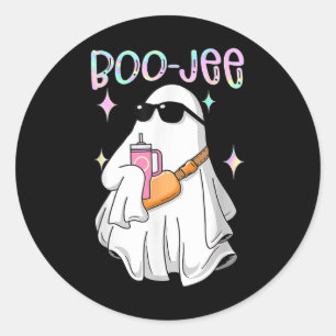 Pegatina Redonda Temporada espeluznante lindo fantasma Halloween di