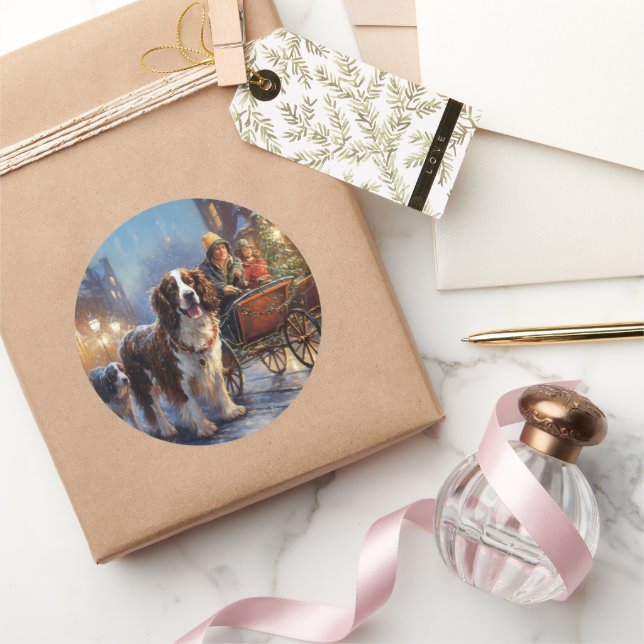 Pegatina Redonda Temporada festiva de los Navidades españoles de En (Regalar)