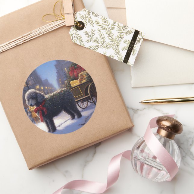 Pegatina Redonda Temporada festiva de Navidades de canapé (Regalar)