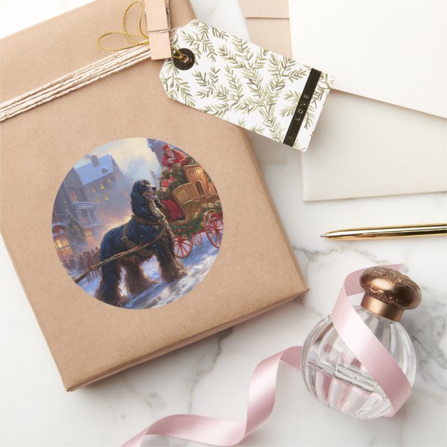 Pegatina Redonda Temporada festiva de Navidades de Cocker Spaniel (Regalar)