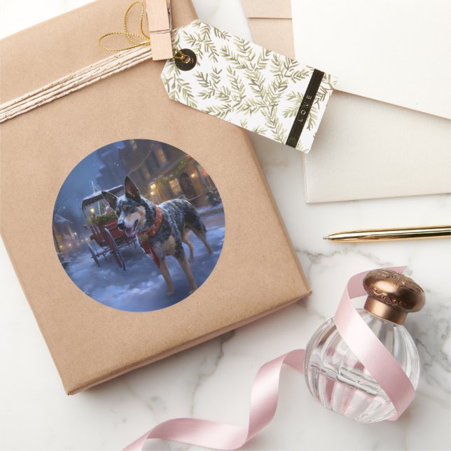 Pegatina Redonda Temporada festiva de Navidades de ganado australia (Regalar)