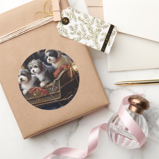 Pegatina Redonda Temporada festiva de Navidades de La Habana (Regalar)