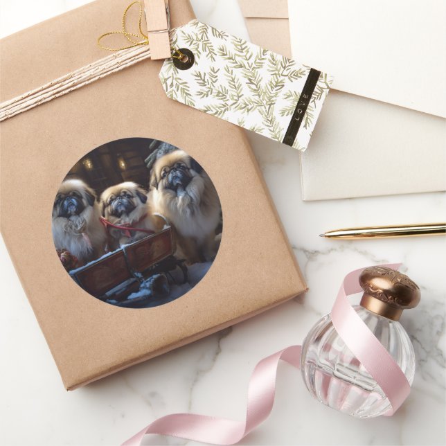 Pegatina Redonda Temporada festiva de Navidades de Pekín (Regalar)