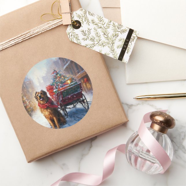 Pegatina Redonda Temporada festiva de Navidades irlandeses (Regalar)