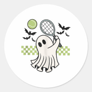Pegatina Redonda Temporada Retro Spooky de Halloween Ghost Tennis P