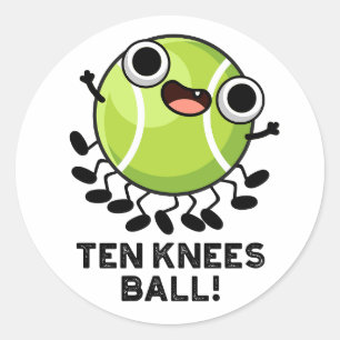 Pegatina Redonda Ten Knees Ball Funny Tennis Pun