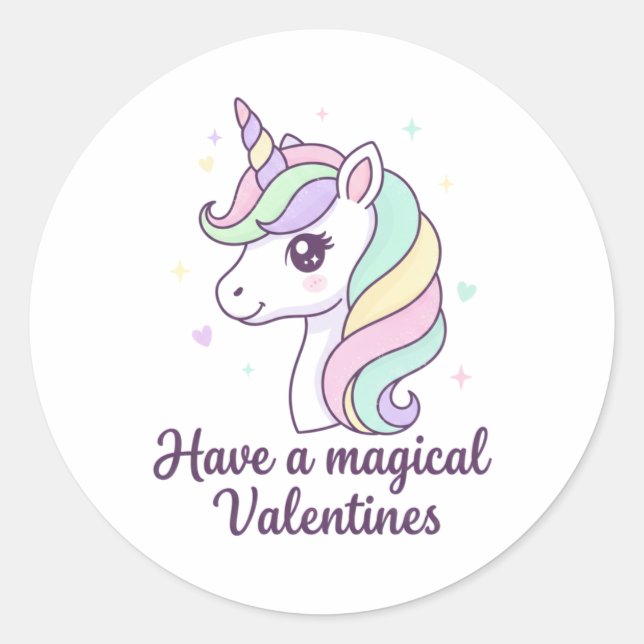 Pegatina Redonda Ten Un Cumpleaños De San Valentín Mágico Arcoíris  (Anverso)