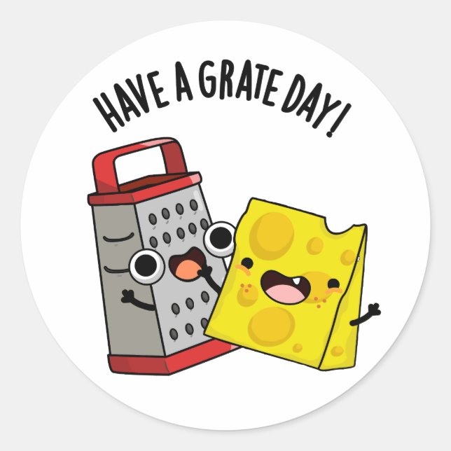 Pegatina Redonda Ten Un Grate Day Funny Cheese Pun (Anverso)