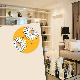 Pegatina Redonda Tendencia del arte inky de Daisy Naranja