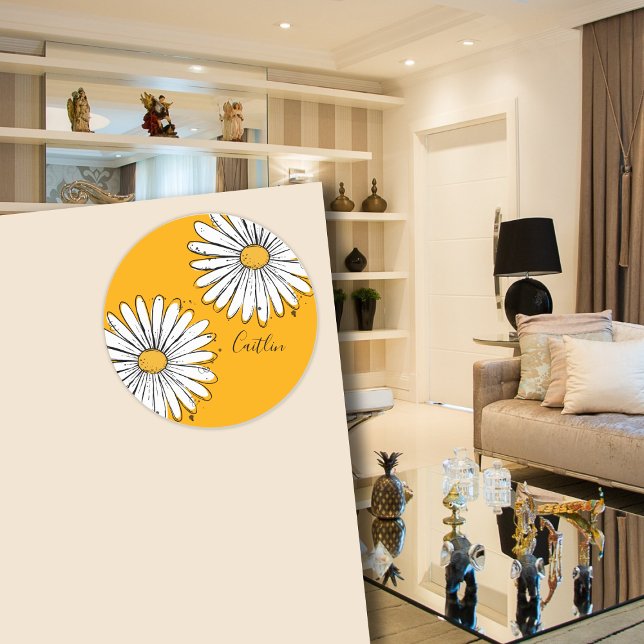 Pegatina Redonda Tendencia del arte inky de Daisy Naranja (Subido por el creador)