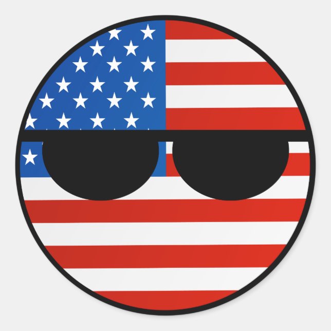Pegatina Redonda Tendencia divertida Geeky USA Countryball (Anverso)