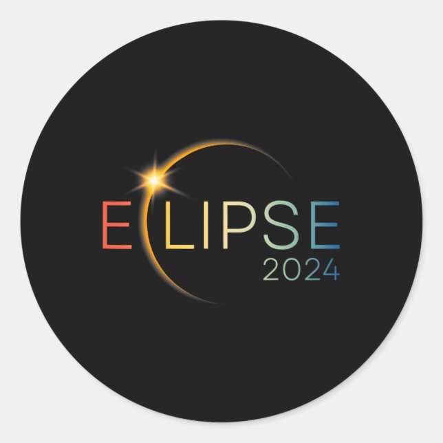 Pegatina Redonda Tendencia Total Solar Abril 8 2024 Sun Eclipse T-s (Anverso)