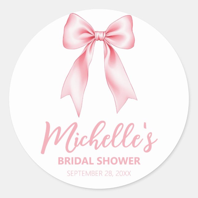 Pegatina Redonda Tendencias Acuarela Rosa Lazo Coquette Despedida d (Anverso)