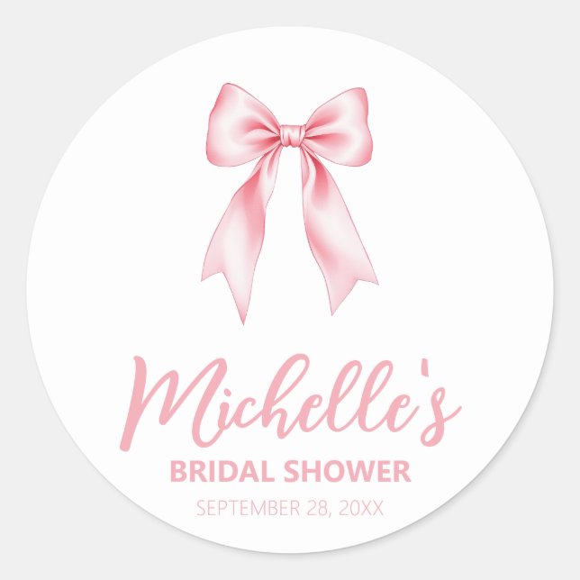 Pegatina Redonda Tendencias Acuarela Rosa Lazo Coquette Despedida d (Anverso)